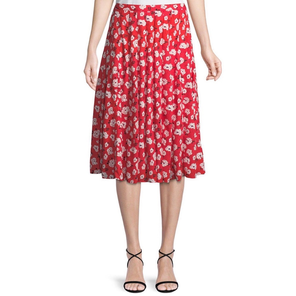 KARL Lagerfeld Floral-Print Pleated A-Line Skirt 8